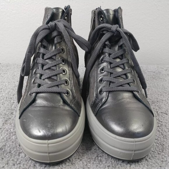 Igi&Co Womens 40 EU Platform Sneakers Studded Shoes Gray Lace Up Made In Italy - Picture 7 of 13